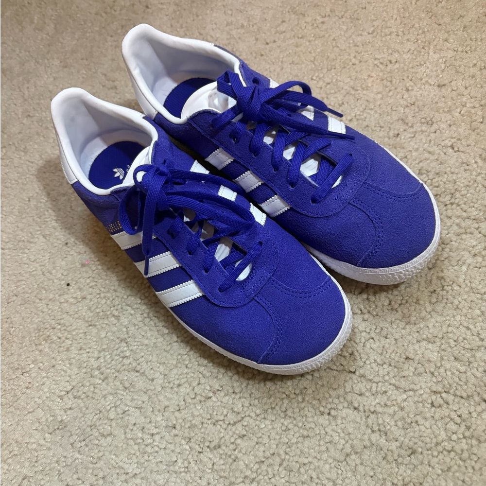 Adidas Purple and White Gazelle Sneakers